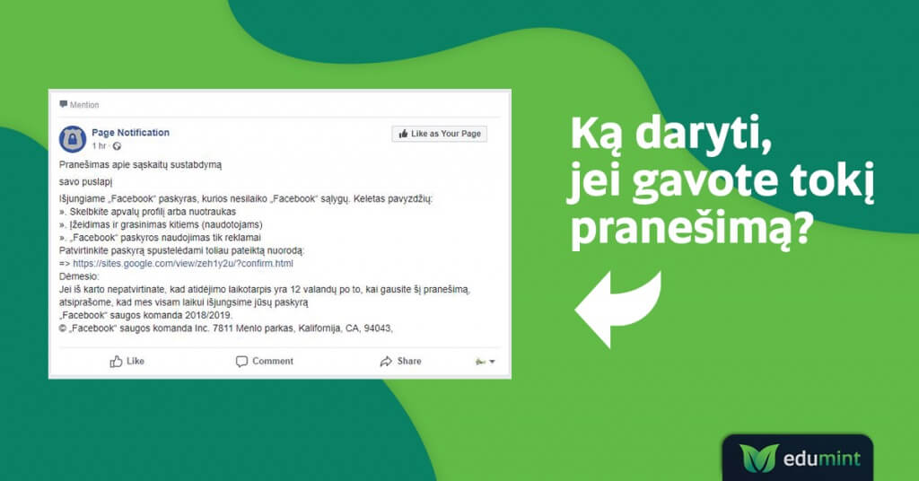 Ką daryti gavus Page Notification pranešimą?